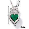 Fashionable Brass Cubic Zirconia Crown Heart-Shaped Pendant Dapped Chain Necklaces for Women SM2288-1-1