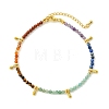 Chakra Grade A Natural Amethyst & Lapis Lazuli & Amazonite & Green Aventurinee & Tiger Eye & Carnelian & Red Jasper Faceted Round Beaded Anklets AJEW-AN00882-3