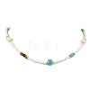 Dyed Natural Howlite Heishi Beads & Rice Natural Pearl & Glass Seed Beaded Necklaces NJEW-JN06249-04-2