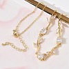 Brass Pave Cubic Zirconia Rose Flower Link Cable Chain Necklaces for Women NJEW-C121-05A-02G-1