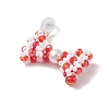 Glass Seed Beaded Bowknot Pendants PALLOY-MZ00553-03-4