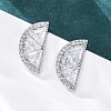 Brass Micro Pave Clear Cubic Zirconia Stud Earrings EJEW-Q015-15P-2