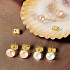 6Pcs 3 Colors Natural Cultured Freshwater Pearl Stud Earrings EJEW-TAC00026-5