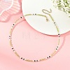 Natural Peridot Faceted Round Beaded Necklaces NJEW-JN06430-01-1