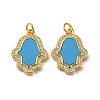 Brass Micro Pave Cubic Zirconia with Synthetic Turquoise Pendants KK-K356-24B-G-1