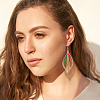 ANATTASOUL 3 Pair 3 Color Bohemia Woven Leaf Dangle Earrings EJEW-AN0001-14-4