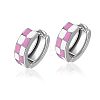 Tartan Design Alloy Enamel Hoop Earrings FS-WG3E240-01-1