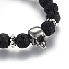 Adjustable Natural Lava Rock Braided Bead Bracelets BJEW-JB03976-4