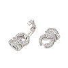 Anti-Tarnish 925 Sterling Silver Micro Pave Clear Cubic Zirconia Fold Over Clasps STER-P060-40P-2