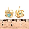 Brass Micro Pave Cubic Zirconia Stud Earrings for Women KK-A305-10G-6