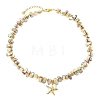 Summer Beach Starfish 304 Stainless Steel Pendant AB Color Natural Freshwater Shell Nuggets Beaded Necklaces for Women NJEW-JN06056-2