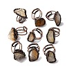 Irregular Oval Natural Citrine Adjustable Rings RJEW-M157-09R-1