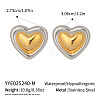 Two Tone Heart 304 Stainless Steel Stud Earrings AO8083-14-1
