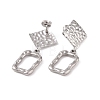 304 Stainless Steel Hollow Out Rectangle with Rhombus Dangle Stud Earrings for Women EJEW-G328-22-3