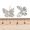 Butterfly Brass Micro Pave Clear Cubic Zirconia Stud Earring Findings KK-F921-02P-3
