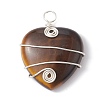 Natural Tiger Eye Copper Wire Wrapped Pendants PALLOY-JF02148-04-1