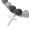 Cross 201 Stainless Steel Charm Bracelets BJEW-JB13504-3