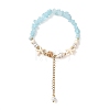 Beachy Natural white Jade Chip Beads & Synthetic Turquoise Charm Bracelets BJEW-JB14140-02-3