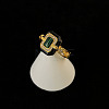 Brass Alloy & Clear Cubic Zirconia & Synthetic Malachite & Natural Black Agate Finger Rings FS-WG4BC4E-01-2
