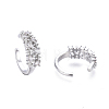 Brass Micro Pave Clear Cubic Zirconia Cuff Earrings EJEW-I249-08P-2