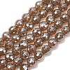 Electroplated Natural Agate Beads Strands G-B191-A07-6mm-17-1