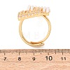 Adjustable Brass Micro Pave Clear Cubic Zirconia with ABS Plastic Pearl Cuff Rings RJEW-G368-02G-5