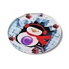 Printed Flat Round Christmas Themed Acrylic Pendants OACR-L018-05D-2