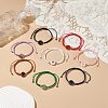 8Pcs 8 Style Natural Mixed Gemstone Donut/Pi Disc Braided Bead Bracelets Set BJEW-JB08967-6