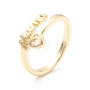 Word Mom Heart Cuff Ring KK-K262-04G-1