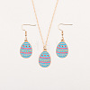 Easter Egg Alloy Enamel Pendant Necklace & Dangle Earrings Sets FS-WG38758-12-1