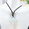 Opalite Cross Pendant Black Cotton Cord Necklaces FS-WG3ED65-12-1