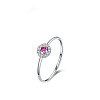 Flower Rhodium Plated 925 Sterling Silver Micro Pave Cubic Zirconia Finger Rings WGB6ED8-02-2