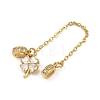 Brass Pave Clear Cubic Zirconia European Safety Chains with Charms KK-L236-15C-G-2
