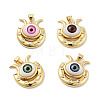 Evil Eye with Moon Brass Micro Pave Clear Cubic Zirconia Pendants KK-G419-10G-1