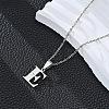 201 Stainless Steel Crystal Rhinestone Initial Pendant Necklaces FS-WG28760-05-1