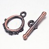 Brushed Red Copper Brass Ring Toggle Clasps KK-L116-06R-NF-2