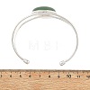 Natural Mixed Gemstone Flat Round Brass Hollow Cuff Bangles for Women BJEW-JB14330-01-5