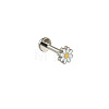 Brass Enamel Daisy Flower Threadless Labret Stud WG42C26-02-2