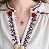 Natural Blue Aventurine(Dyed & Heated) Teardrop Pendant 304 Stainless Steel Chain Necklaces FS-WG432C7-01-2