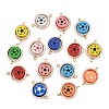 CCB Plastic Frame with Polymer Clay Football Beads Flat Round Links Connector Charms KK-D103-10F-RG-1