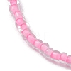 10Pcs Pink & White Rondelle Glass Seed Beaded Stretch Bracelet Sets BJEW-JB10419-5