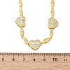 Heart & Horse Eye Brass Micro Pave Clear Cubic Zirconia Link Chain Necklaces for Women NJEW-G162-01G-5