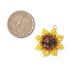 Round Natural Tiger Eye and Glass Seed Beaded Pendants PALLOY-MZ01135-2