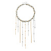 Two Tone Alloy Chain Tassel Bib Necklaces for Women WG44043-01-1