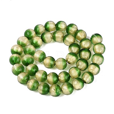 Handmade Lampwork with Gold Powder Beads Strands LAMP-N037-06B-04-1
