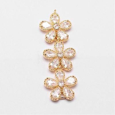 Brass Micro Pave Cubic Zirconia Links ZIRC-A003-02G-1