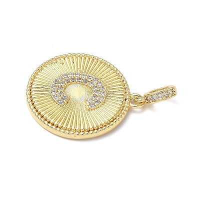 Brass Micro Pave Clear Cubic Zirconia Pendants KK-L253-17G-C-1