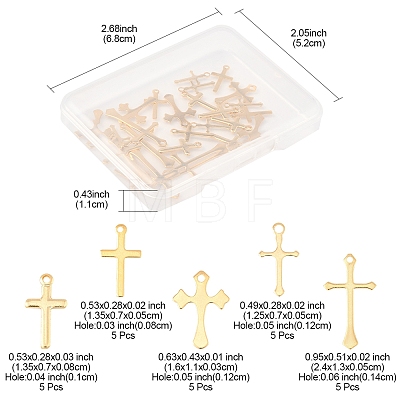 25Pcs 5 Styles Brass Pendants KK-FS0001-51G-1