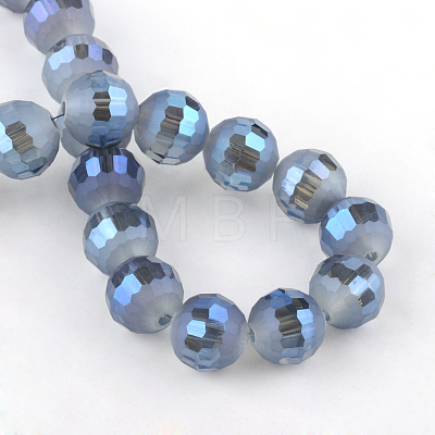 Faceted(96 Facets) Round Electroplate Glass Bead Strands EGLA-S130-10mm-02-1