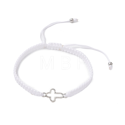 Cross Alloy Connector Charms Braided Bracelets BJEW-JB11067-02-1